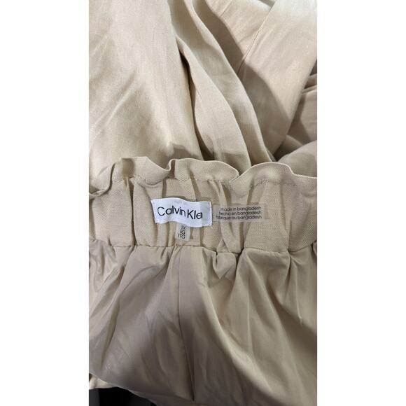 Calvin Klein Linen Blend Pull On Ruffle Trim Crop Pants Womens Size 1X New - Picture 8 of 9